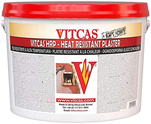 VITCAS 10KG Heat Resistant Plaster – Smooth Finish for Fireplaces, Stoves, and BBQs – High Temperature Sealant with Quick-Drying Formula – Ideal for Protecting Surfaces Exposed to Extreme Heat
