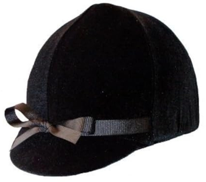 Black Velvet Equestrian Helmet Cover - Stretch Riding Accessory for English Helmets