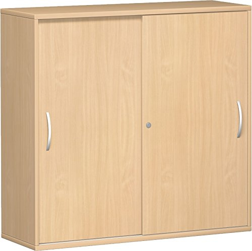 Geramöbel Schiebetürenschrank mit Mittelseite, 4 Dekor-Einlegeböden, abschließbar, 1200x425x1152, Buche/Buche