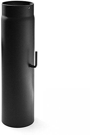 raik Rauchrohr Ofenrohr mit Zugregulierung zur Steuerung des Kaminzugs mit 180 mm Durchmesser und 500 mm Länge aus 2 mm Stahlblech in Schwarz mit eingebrannter Senotherm Beschichtung
