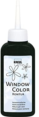KREUL 42774 - Colore per finestre Vernice per contorni di finestre Nero flacone da 80 ml Per una migliore delineazione del modello Per superfici lisce (vetro, specchio, piastrelle)