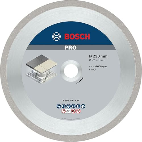 Bosch 1x PRO Ceramic Diamanttrennscheiben für 25,4‑mm-Bohrung und Fliesenschneider (für Fliesen, Harte Fliesen, Ø 230 mm, Professional Zubehör Tischkreissäge)