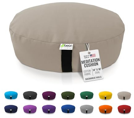 Bean Products Zafu Meditationskissen oval Baumwolle natur - gefüllt mit Bio-Buchweizen