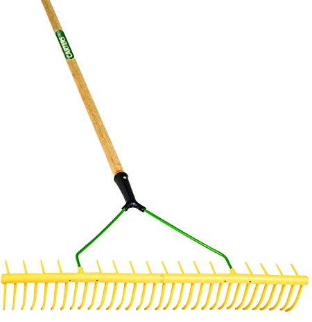 PDL – Pegdev - Carters, Professional 32-Tooth Landscaping Polypropylene Rake with Hardwood Handle – Heavy Duty Design for Daily Soil, Grass, Sand, Leaves