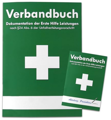 Verbandbuch - Erste Hilfe DIN A5 - Seiten einzeln entnehmbar nach DSGVO - n. §24 Abs.6 der Unfallverhütungsvorschrift Verbandsbuch/Unfallbuch/Meldeblock GRÜN