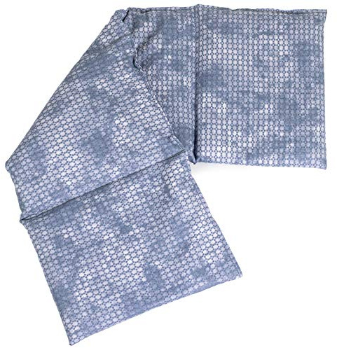 4-Kammer Bio-Dinkelkissen 20x60cm groß - Wärmekissen, Körnerkissen für Mikrowelle und Backofen, Bio-Dinkel, used-look grau-blau