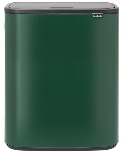 Brabantia Bo Touch Bin, 60 Litres, avec Seau Intérieur en Plastique - Pine Green