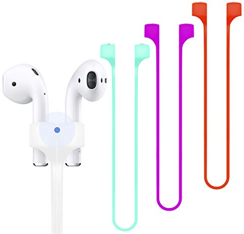 ABCOOL Lot de 4 Cordons Magnétiques Anti-Perte pour AirPods 1 2 Pro - Connecteur de Câble en Silicone, Coloré et Souple pour le Sport, Cordon de Cou en Gel de Silice