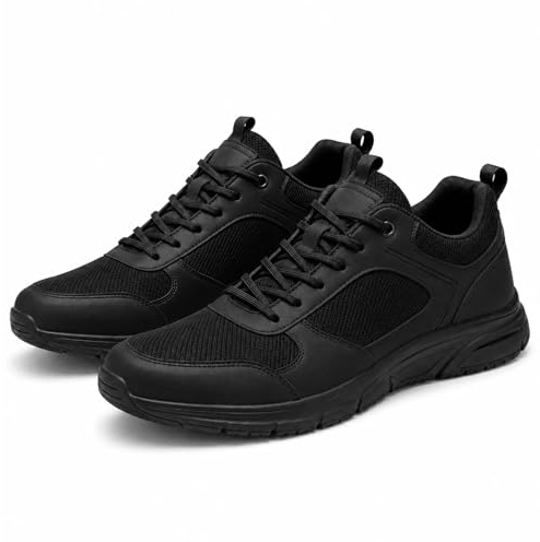 Men's Trainers Lightweight Breathable Mesh Lace Up Casual Sports Shoes for Walking Gym Running Black