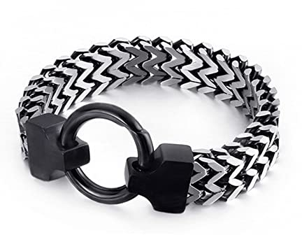 Bishilin Armband Edelstahl Männer, Partnerarmband Weizen Breit 12MM Freundschaftsarmband Charm-Armband Schwarz
