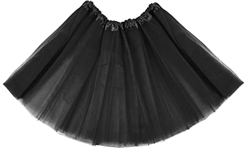 Tyllkjol dam tutu 80-talet vintage tutu kjol vuxna balettklänning dam kort tonåring dansklänning party halloween jul festlig kostym, svart, one size