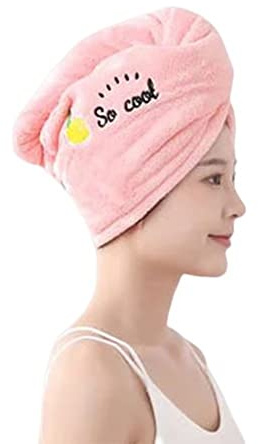 BearHOME Schnell trocknendes Handtuch, Haarturban schnelltrocknend, mikrofaser Haare.haarhandtuch mit knopf, saugstark, Stabiler Halt Rosa, DE02-HT34185-C1114, 65 x 25 cm