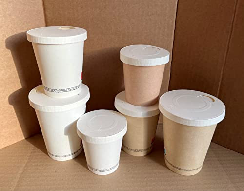 Nicoletti 50 Pz Bicchieri Carta Medio Grandi per bevande calde o fredde Te Caffe americano Cappuccino Brodo Tazze da asporto con coperchio opzionale 350 SC B