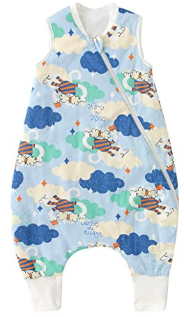 LULUMONKEY Baby Schlafsack mit füßen Winter, Schlafsack mit Beinen Baby 2.5 Tog, Baumwolle Unisex Baby Schlafsack Warm 70 cm