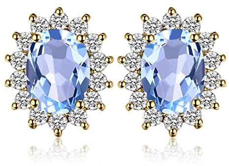 JewelryPalace Prinsessan Diana Kate Middleton 1,2 ct äkta Blå Topas Stiftörhängen Silver 925 Damer, Smyckeset, örhängen Silver ädelstenar Flickor, Stiftörhängen Silver Sten Kvinnor Gåva Guldpläterad