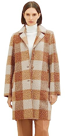 TOM TAILOR Boucle Manteau, 32512-blush Beige à Carreaux imprimé, XXL Femme
