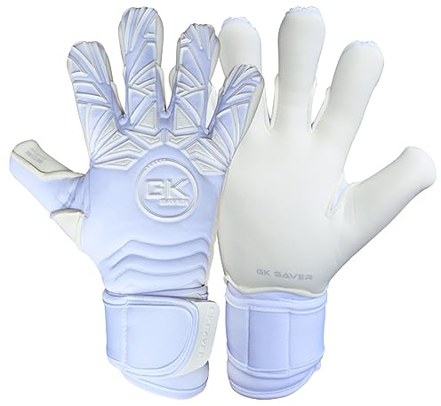GK Saver Fußball-Torwarthandschuhe – Bravo-Serie | Professionelle Fußball-Torwarthandschuhe mit Rutschfester Handfläche und abnehmbaren Savefingers | Größen 6-11 (Bravo W1 White, Size 7)