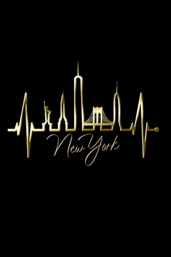 New York Notizbuch: New York Skyline Herzschlag Journal & Tagebuch für NY Fans Freiheitsstatue NYC USA New York (Liniert, 15 x 23 cm, 120 Linierte Seiten, 6 x 9) New York City Skylines mit NY Herz