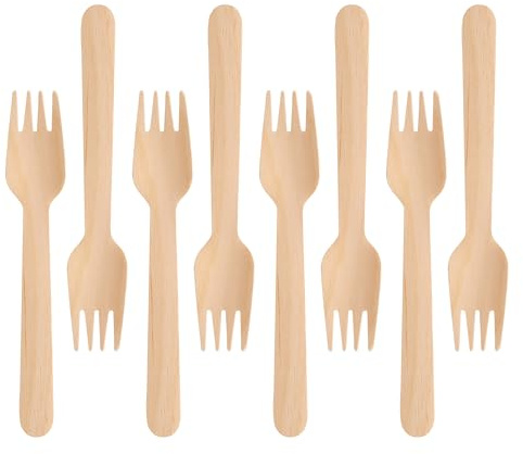 GoCoPack Holzbesteck: Einweg-Gabeln aus Holz, 16 cm, umweltfreundlich, 100 % kompostierbar und biologisch abbaubar, 200 Stück