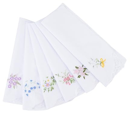 JukLoos Baumwollstickerei Damen Vintage Floral Spitze Taschentücher für Hochzeit Party, weiß, 36