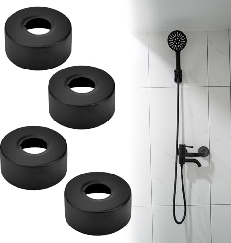CAREDGO Couvercles 4PCS Rosace Mitigeur Douche, Rosace Robinet Noir Cache Radiateur Amovible Acier Inoxydable Rosace Radiateur Cache Tuyau pour Salle de Bain, Douche, Robinet, Radiateur (25 mm)
