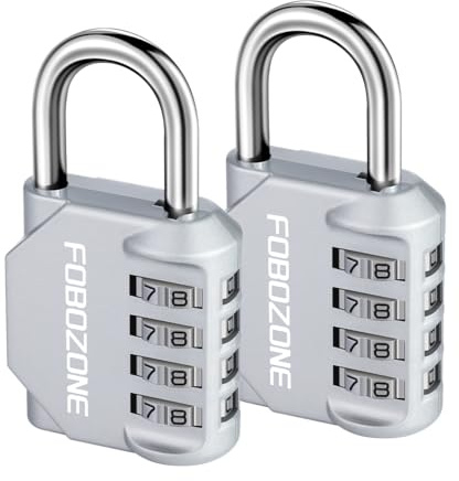 2 Pack Combination Padlock, 4 Digit Resettable Outdoor Padlock Weatherproof | Zinc Alloy Body, Anti-Cut Steel Shackle, With Manual, for Gym & School Locker, Cabinet, Shed, Gate, Fence, ToolBox (Silver)