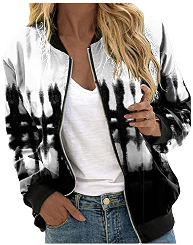 Generisch Pailletten Bomberjacke Damen, Leicht Mädchen Kurz Pilotenjacke Coat Tasche Langarm Reißverschluss Fliegerjacke Bomberjacke Sweatjacke Dünn Stehkragen Zip Blouson Jacke Bomber Jacket