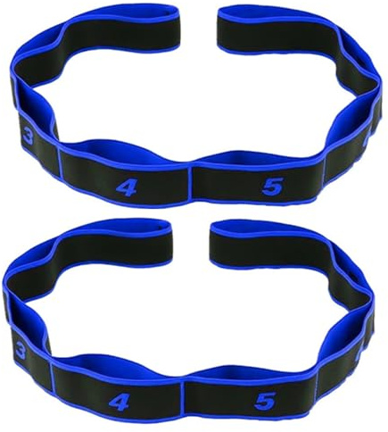 Wanfoou 2 sangles de yoga élastiques bandes de résistance yoga stretch sangle de yoga sangle d'exercice avec 8 boucles bandes élastiques de fitness pour le sport, le fitness, l'étirement, le yoga