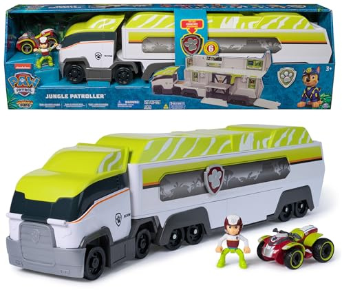 PAW PATROL Jungle Pups – Jungle Patroller Teamfahrzeug mit Startrampe, Licht- und Geräuscheffekten, Ryder-Hero Pups Figur und Quad Basis-Fahrzeug, Spielzeug geeignet für Kinder ab 3 Jahren