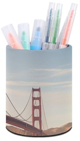 LFDSPYJE Stifthalter, niedlicher Stifthalter für den Schreibtisch, drehbarer Schreibtisch-Organizer, Golden Gate Bridge, Stift-Organizer, Make-up-Pinselhalter, multifunktionaler Stifthalter,