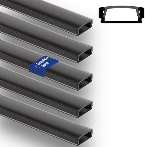 INNOVATE U-12 SLIM LED Profil 2m Schwarz 5er-Set 17x6mm Diffusor Schwarz | Aluprofil für LED Streifen 2m 12mm I Alu U Profil LED für Akustikpaneele Zubehör I Indirekte Beleuchtung Akustikpaneele