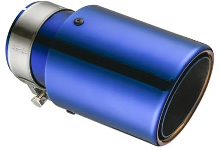 Schalldämpfer Auto-Dekoration, Auspuffrohr-Schalldämpfer, Edelstahl-Schalldämpferspitze, Auspuffanlage, Universelles Crimpen, Blau Endrohr(51mm-76mm)