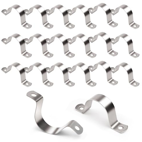 YUUTIAL Pipe Clamps Ø 25 mm 20 Pieces Heavy Duty Stainless Steel Pipe Straps Saddle Clip,U Shaped Pipe Strap Clamp for Installing Gas,Qater or Hose Pipes