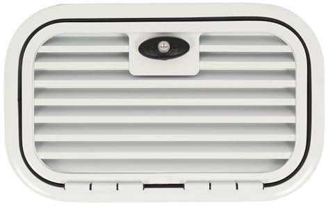 Puerta de Equipaje para Vehículos Recreativos, Aleación de Aluminio de 16x12 Pulgadas con Rejilla Ventilada, de Bloqueo Seguro para Remolque, Caravana y Autocaravana