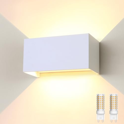 ENCOFT 24W LED Wandleuchte Innen Außen mit Austauschbarer G9 Aussenlampe Wand Außenwandleuchte IP65 Wasserdichte Außenbeleuchtung 3000K Warmweiß Wandlampe Aussen für Terrassenbeleuchtung Flurlampe
