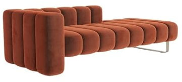 Polsterbank aus Samt mit goldfarbenen Beinen, kleine Innenbank für Schlafzimmer, Wohnzimmer, Esszimmer, Eingang, getuftete Endbank für Bettende, 160 cm, Orange