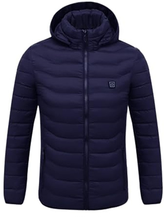 Veste Chauffante Femme Manche Longue Thermique Manteau Chauffant Femme Capuche Doudoune Chauffante comme des Loups Manteaux d'hiver Chaud pour La Chasse en Plein Air, Ski, PêcheL'extérieur (Blue, S)
