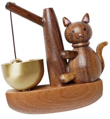 FLCPJGV Holz Türglocke mit Katzenmotiv für Eingänge, Braun