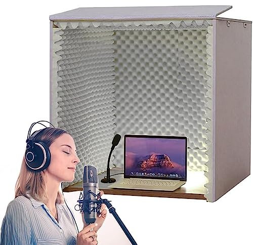 Small Portable Vocal Recording Booth, Microphone Soundproofing Acoustic Foam Panel, High Density Absorbent Foam to Filter Vocal, for Desktop Studio Vocal Audio Music Reco