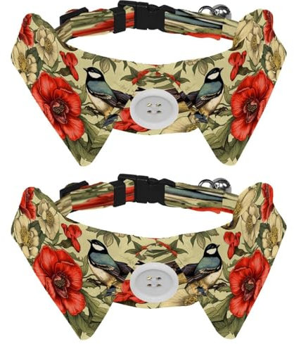 Verstellbare Fliege für Hunde und Katzen, Vögel, Blumen, Stiefmütterchen, bequem, langlebig, mit Glöckchen, für kleine Hunde, Katzen, Kätzchen, Welpen, 2 Stück