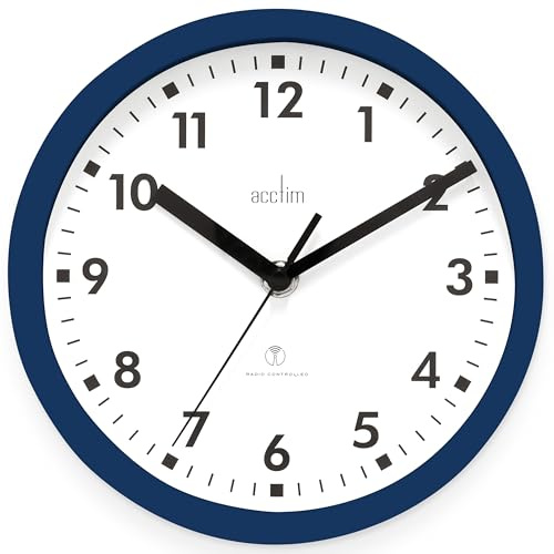 Acctim Nardo 74669 - Orologio da parete radiocontrollato, 20 cm, colore: Blu notte