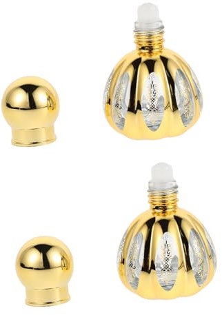 PACKOVE 2 Botellas de Perfume de Vidrio Dorado Rellenables, con Bola de Rodillo y Cierre en Espiral, Contenedor de Fragancia Portátil para Viaje