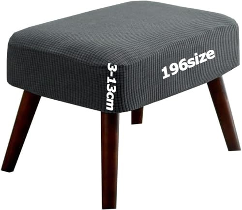 Hockerbezug Quadratisch Ottoman Cover Fußbank Schonbezug Stretch Fußhocker Husse Soft Beschützer Jacquard Slipcovers Sitzhocker mit Elastic Bottom Rund Rechteckig Waschbar Anpassbar(Gray,35 x 55 cm)