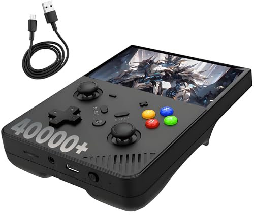 R43 Pro Consola Retro Portátil Consola de Juegos portátil 40000+ Juegos,25 Emuladores,Consola de Juegos Retro con Pantalla LCD de 4.3 in,4000mAh,Sistema EmuELEC,Cortex-A55 (Negro-256G)