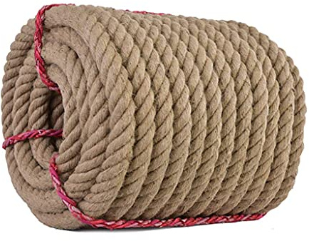 Cuerda, Cordel, Cuerda de Yute, Cordel de Yute Natural, Cuerda de cáñamo Resistente, Cordel Trenzado for Manualidades, muelles, Escalada, Columpios Colgantes de árboles.(16mm)