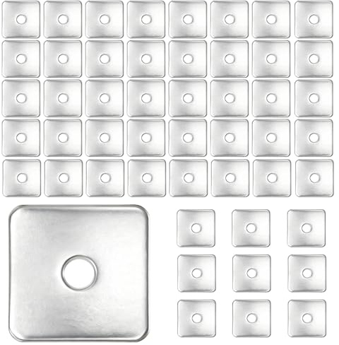 YUENPUN Rondelle quadrate zincate M10, 50 x 50 x 3 mm, resistenti per bulloni e dadi da 10 mm, 50 pezzi