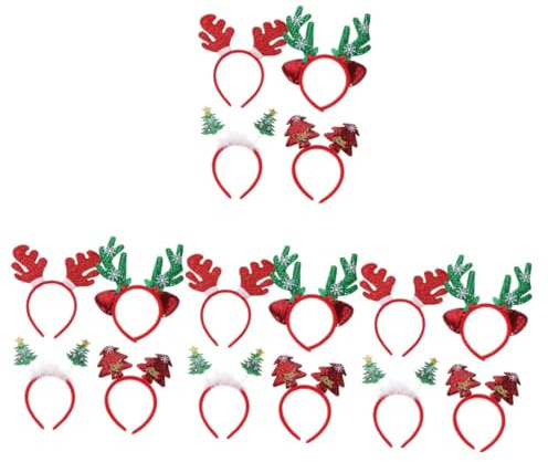 VICASKY 16 Stck. Teiliges Weihnachts Stirnband mit Rentiergeweih und Weihnachtsbaum Haarclip Leichter Kreativer Haarschmuck Vliesstoff Festliches Accessoire für Erwachsene