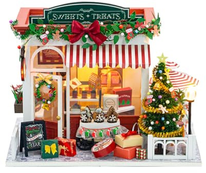 Puzzle 3D en bois, maison de bonbons de Noël faite à la main à faire soi-même, kit de construction de maison miniature, idéal pour adolescents et adultes