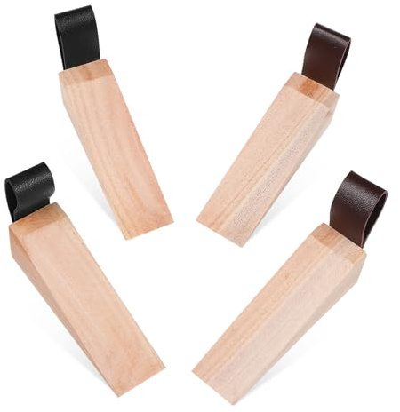 HOMSFOU 4piezas Tope de Puerta de Madera Cuñas Antideslizantes para Bloquear Puertas Pesadas Cuñas de Seguridad para Uso Dormitorios y Hogares de Tope de Madera