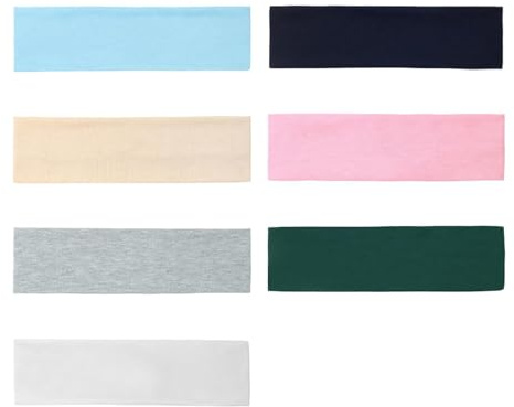7 PCS Stirnband Damen Sport, Haarband Damen Baumwolle, Schweiß Haarbänder Frauen, rutschfest Weiches Elastisch Haarreife Für Fitness Laufen Exercise Gym（7 Farben）